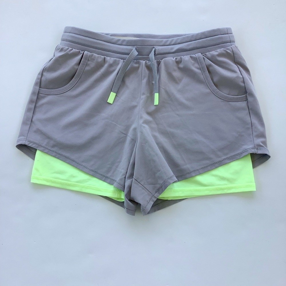 all in motion Grey Athletic Shorts with Neon Green Liner